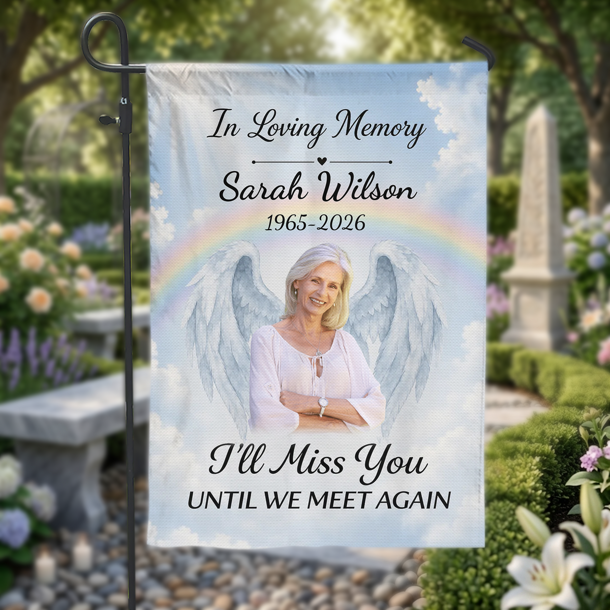 In Loving Memory, Until We Meet Again - Personalized Garden Flag, Custom Memorial Flag, Remembrance Yard Decor, Sympathy Gift