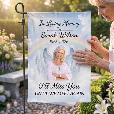 In Loving Memory, Until We Meet Again - Personalized Garden Flag, Custom Memorial Flag, Remembrance Yard Decor, Sympathy Gift