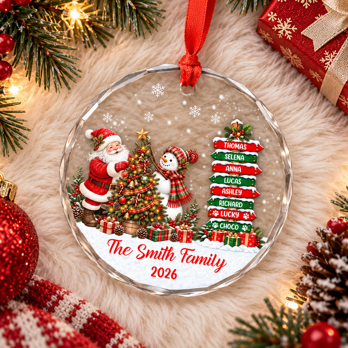 Christmas Is Better Together - Personalized Glass Ornament, Custom Family Name Christmas Ornament, 2026 Christmas Gift For Family