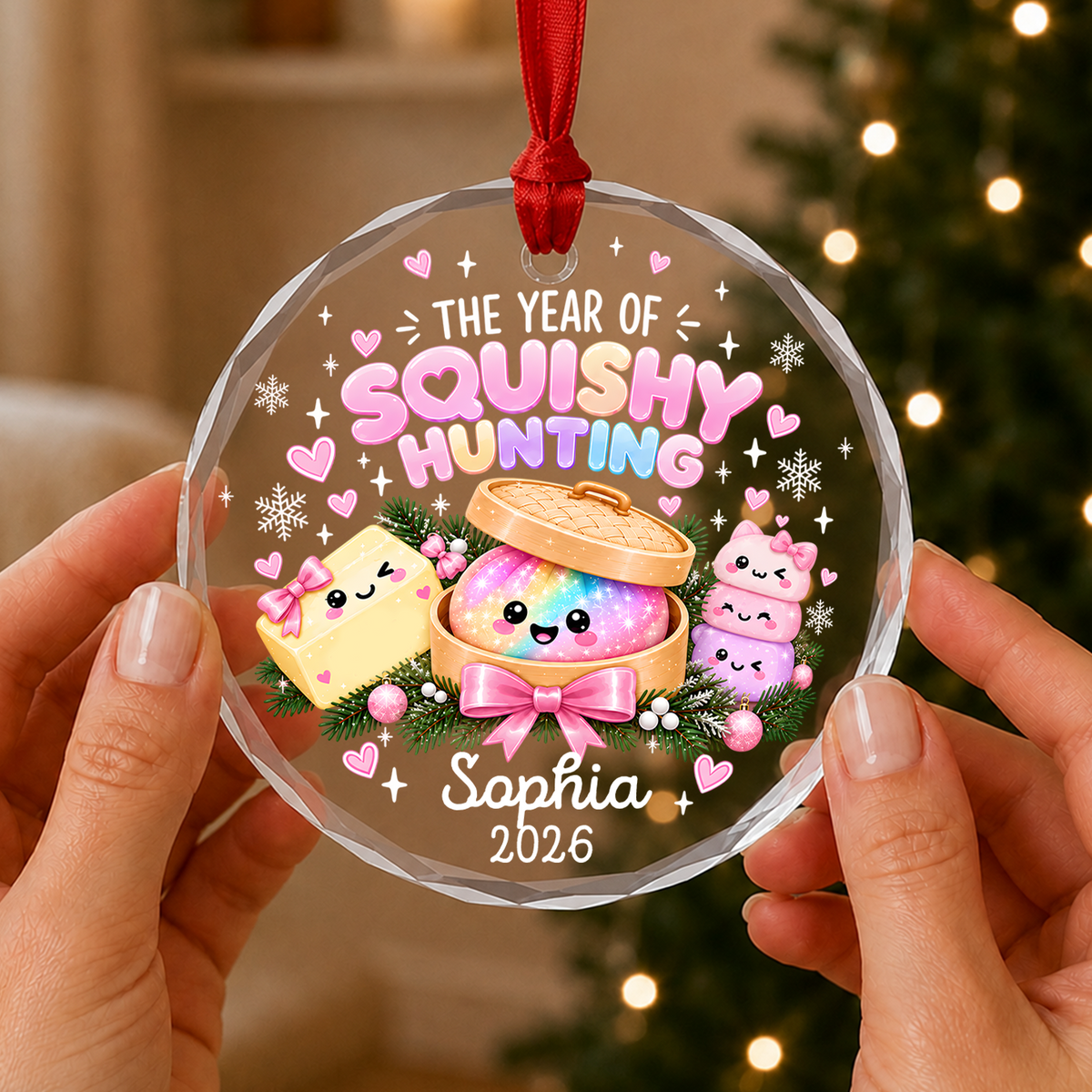My Favorite Squishy - Personalized Glass Ornament, Viral Dumpling Squishy Gift, Christmas Gift For Kids