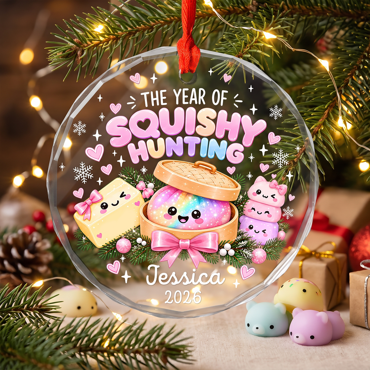 My Favorite Squishy - Personalized Glass Ornament, Viral Dumpling Squishy Gift, Christmas Gift For Kids