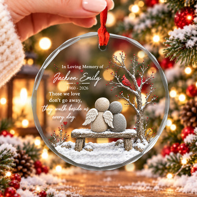 Their Love Still Walks Beside Us Every Day - Personalized Glass Ornament, Memorial Ornament, Cardinal Remembrance Gift