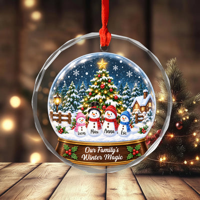 Snow Globe Family Tree Christmas - Personalized Glass Ornament, Family Gift, Christmas Home Decor