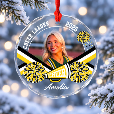 Cheer Leader Custom Photo - Personalized Glass Ornament, Cheerleading Gift, Cheerleader Christmas Ornament