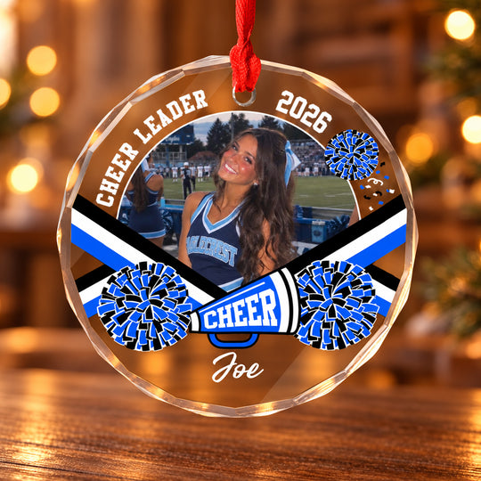 Cheer Leader Custom Photo - Personalized Glass Ornament, Cheerleading Gift, Cheerleader Christmas Ornament