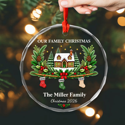 Our Family Christmas - Personalized Glass Ornament, Gift For Family, Custom Names Baubles
