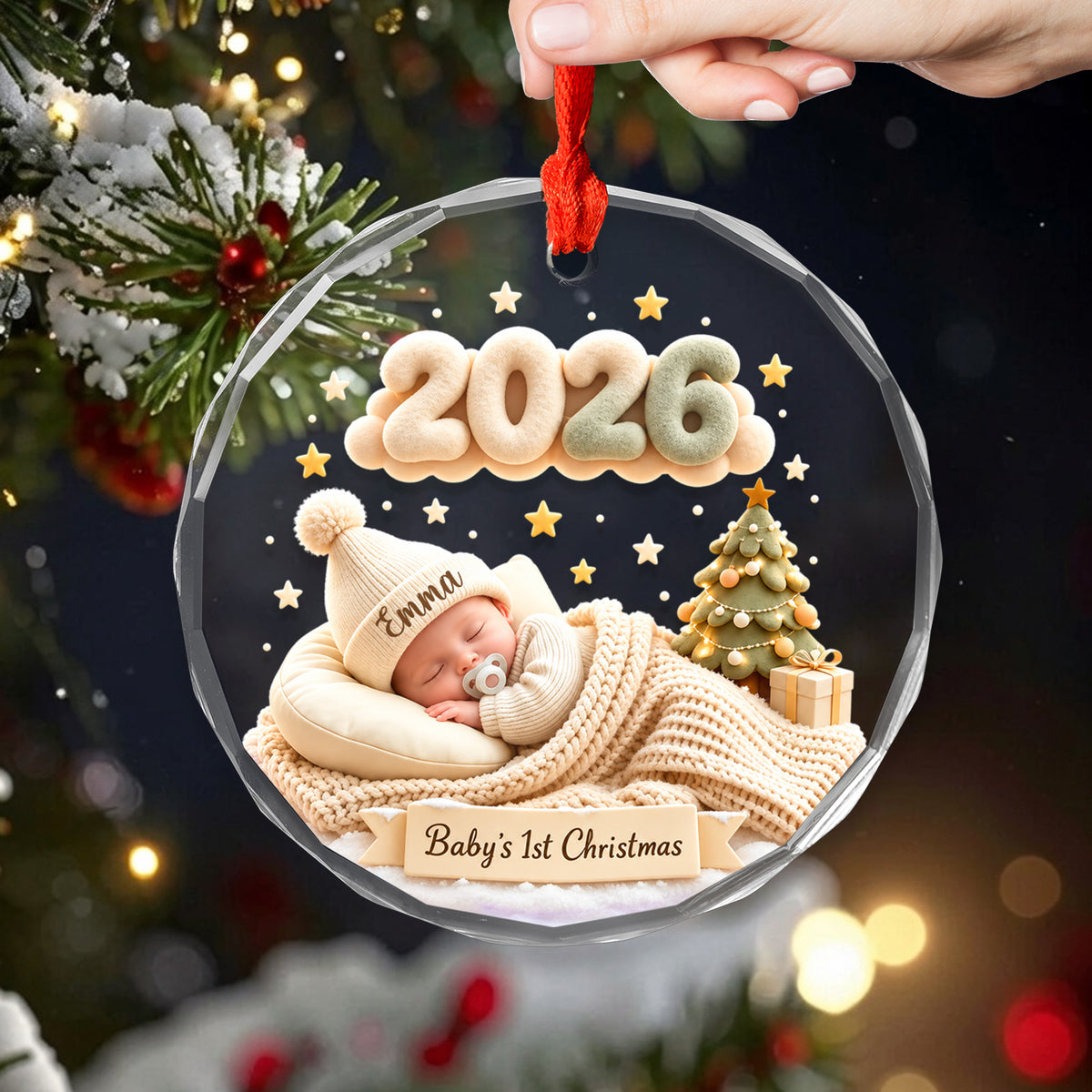Baby's 1st Christmas - Personalized Glass Ornament, Custom Name 2026 Christmas Keepsake, Baby Boy Ornament, Baby Gift for New Parents