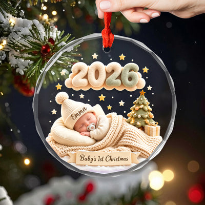 Baby's 1st Christmas - Personalized Glass Ornament, Custom Name 2026 Christmas Keepsake, Baby Boy Ornament, Baby Gift for New Parents