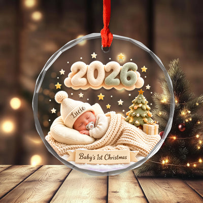 Baby's 1st Christmas - Personalized Glass Ornament, Custom Name 2026 Christmas Keepsake, Baby Boy Ornament, Baby Gift for New Parents