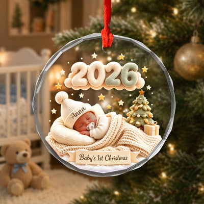 Baby's 1st Christmas - Personalized Glass Ornament, Custom Name 2026 Christmas Keepsake, Baby Boy Ornament, Baby Gift for New Parents