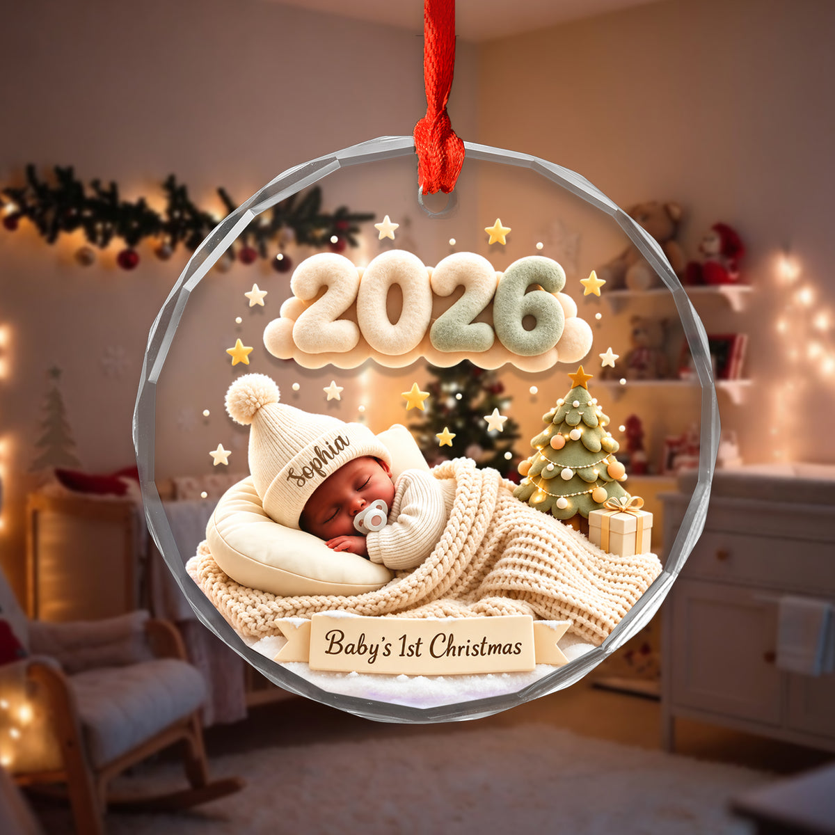 Baby's 1st Christmas - Personalized Glass Ornament, Custom Name 2026 Christmas Keepsake, Baby Boy Ornament, Baby Gift for New Parents