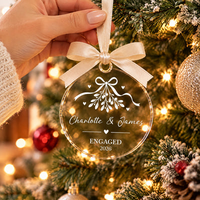 For The Moment We Said Yes To Forever - Personalized Glass Ornament, First Christmas as Fiancés Gift