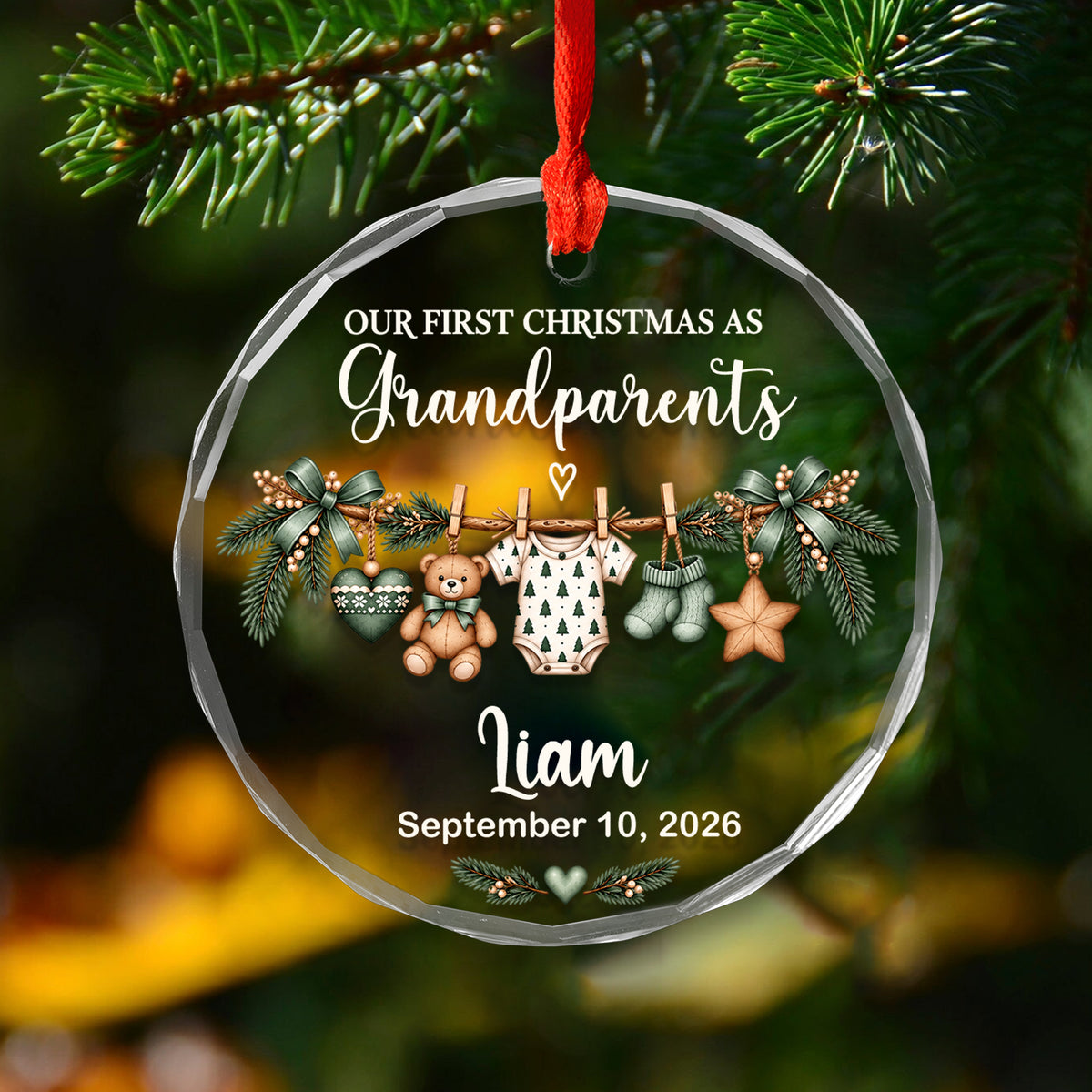Promoted to Grandparents – Personalized Glass Ornament, A Meaningful First Christmas Keepsake to Treasure Forever