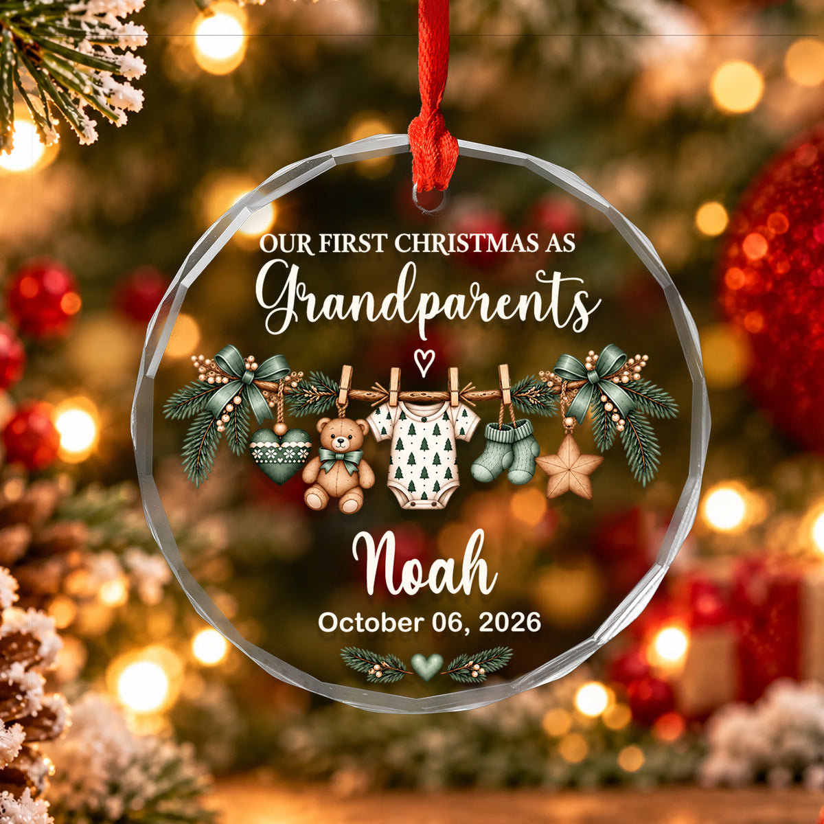 Promoted to Grandparents – Personalized Glass Ornament, A Meaningful First Christmas Keepsake to Treasure Forever