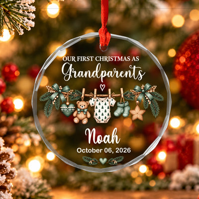 Promoted to Grandparents – Personalized Glass Ornament, A Meaningful First Christmas Keepsake to Treasure Forever
