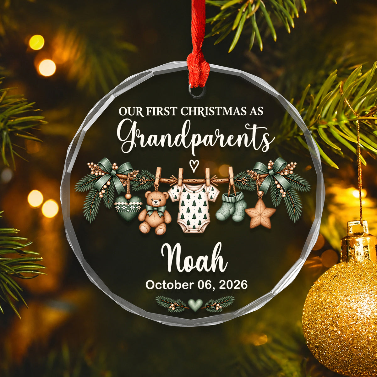 Promoted to Grandparents – Personalized Glass Ornament, A Meaningful First Christmas Keepsake to Treasure Forever