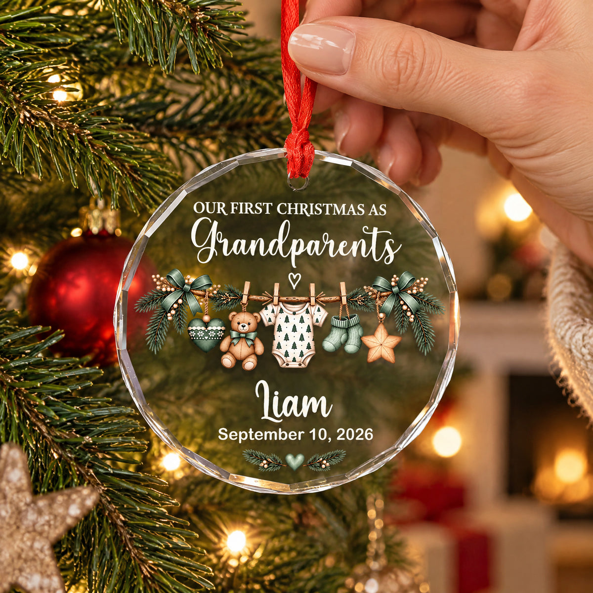 Promoted to Grandparents – Personalized Glass Ornament, A Meaningful First Christmas Keepsake to Treasure Forever