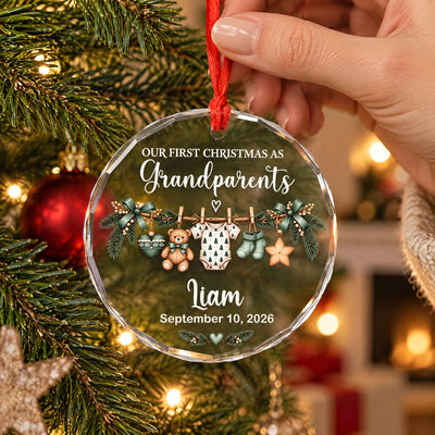 Promoted to Grandparents – Personalized Glass Ornament, A Meaningful First Christmas Keepsake to Treasure Forever