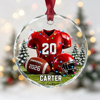Football Is My Christmas - Personalized Glass Ornament, Custom Player Name Football Ornament, Gift For Football Lovers