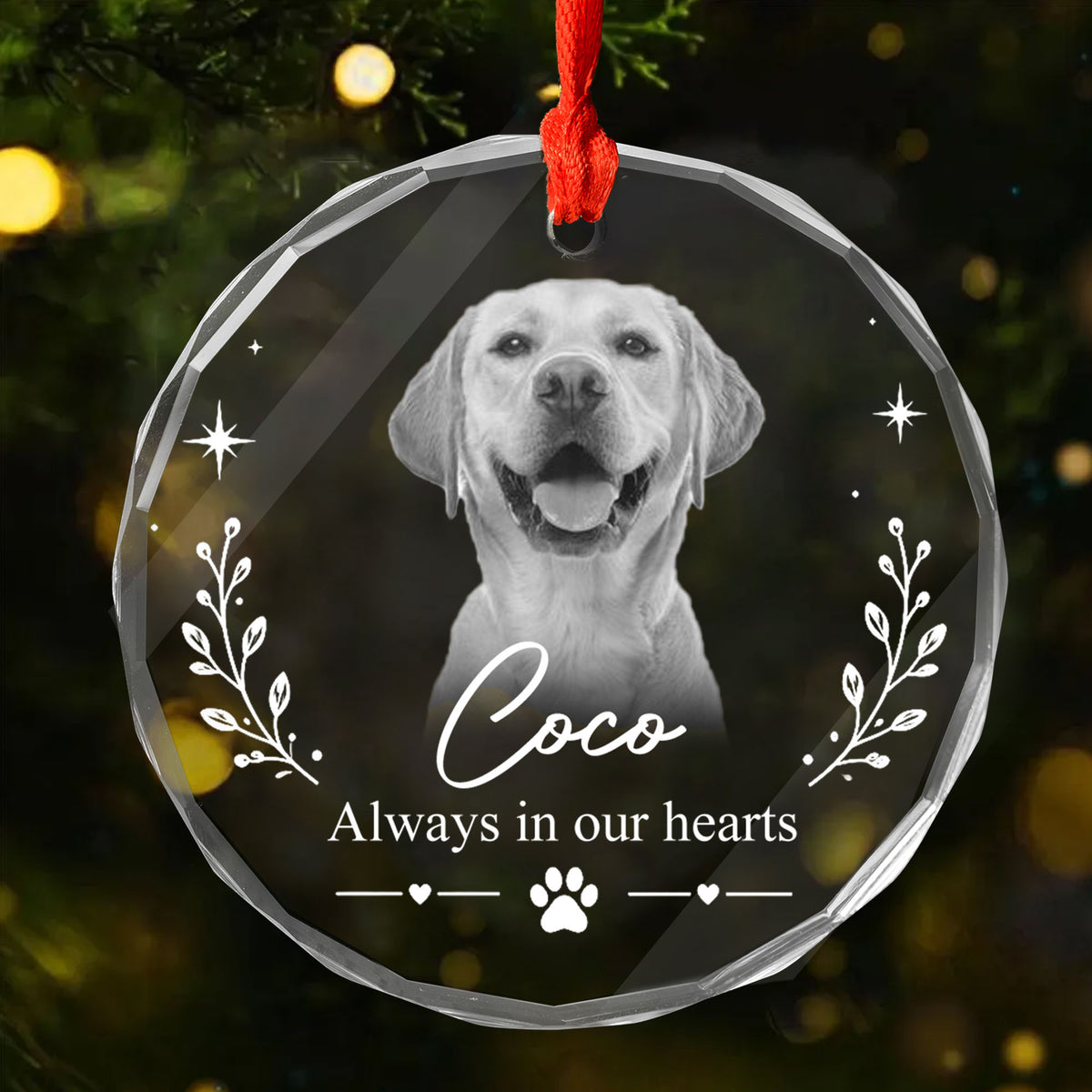 You Are Always Missed - Personalized Glass Ornament, Custom Pet Photo Memorial Ornament, Sympathy Gift