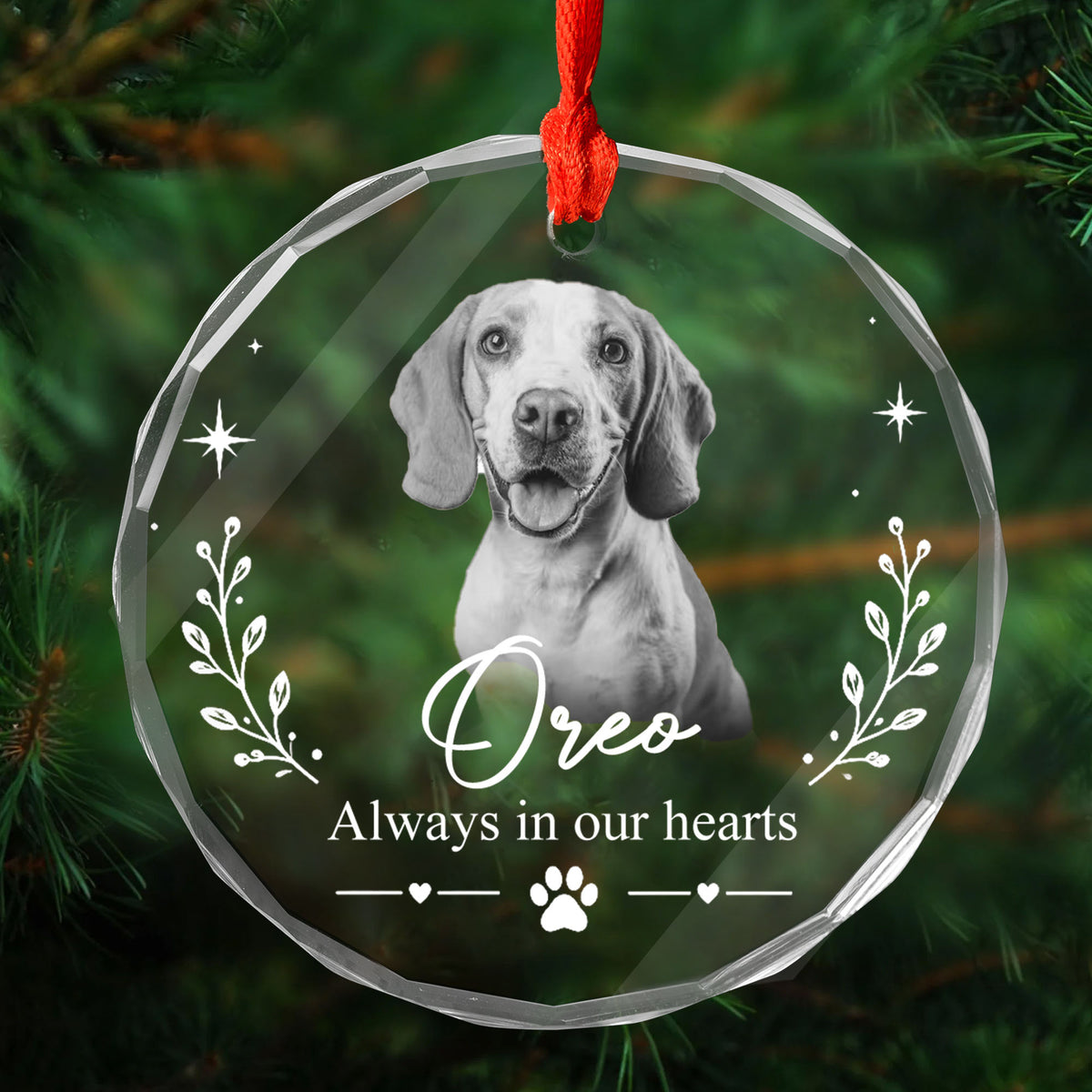 You Are Always Missed - Personalized Glass Ornament, Custom Pet Photo Memorial Ornament, Sympathy Gift