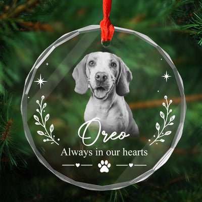 You Are Always Missed - Personalized Glass Ornament, Custom Pet Photo Memorial Ornament, Sympathy Gift