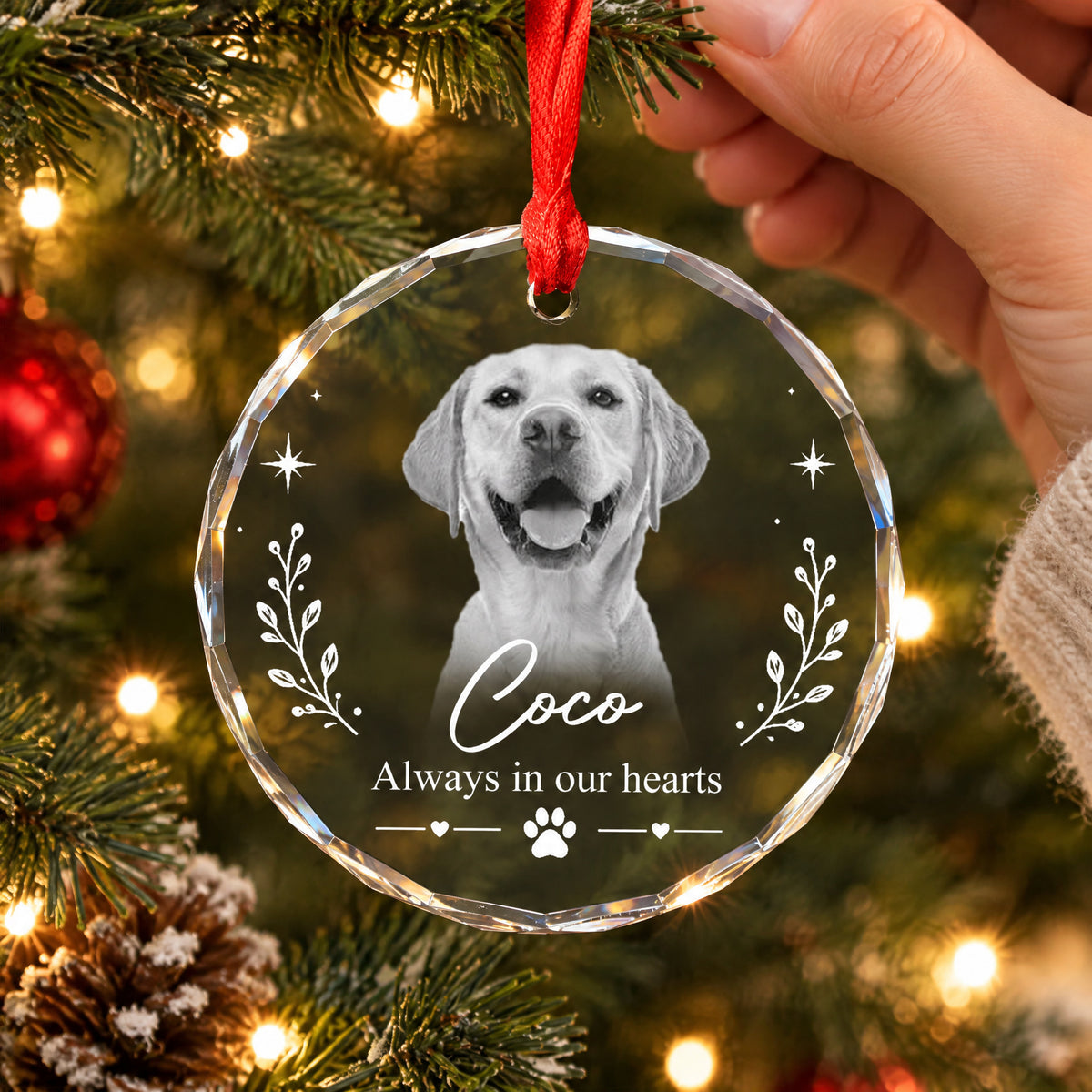 You Are Always Missed - Personalized Glass Ornament, Custom Pet Photo Memorial Ornament, Sympathy Gift