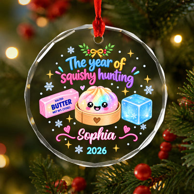 The Year Of Squishy Hunting- Personalized Glass Ornament, Christmas Birthday Gifts For Kids