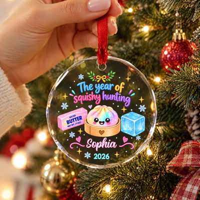 The Year Of Squishy Hunting- Personalized Glass Ornament, Christmas Birthday Gifts For Kids