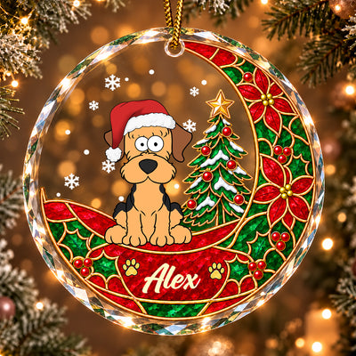 A Little Paw Print Of Christmas - Personalized Glass Ornament, Custom Dog Christmas Ornament, Stained Glass Style Ornament