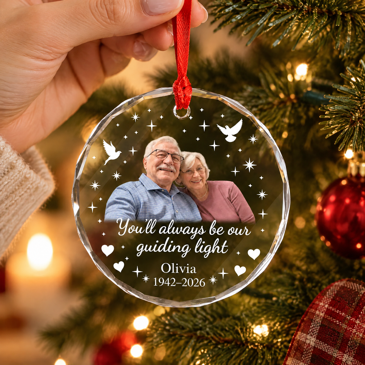 Keeping Their Love Close Through Every Christmas - Personalized Glass Ornament, Angel Memorial Ornament