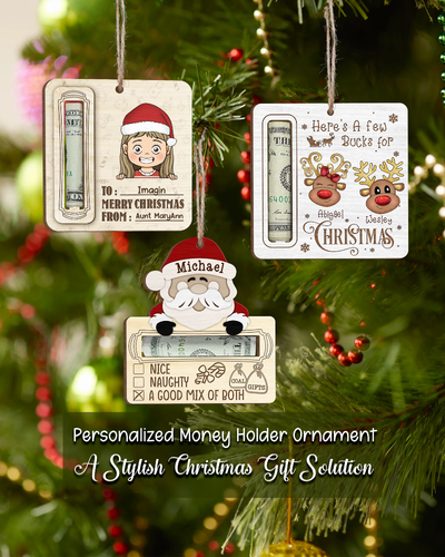 Here's A Few Bucks For Christmas - Personalized Wooden Ornament, Gift 