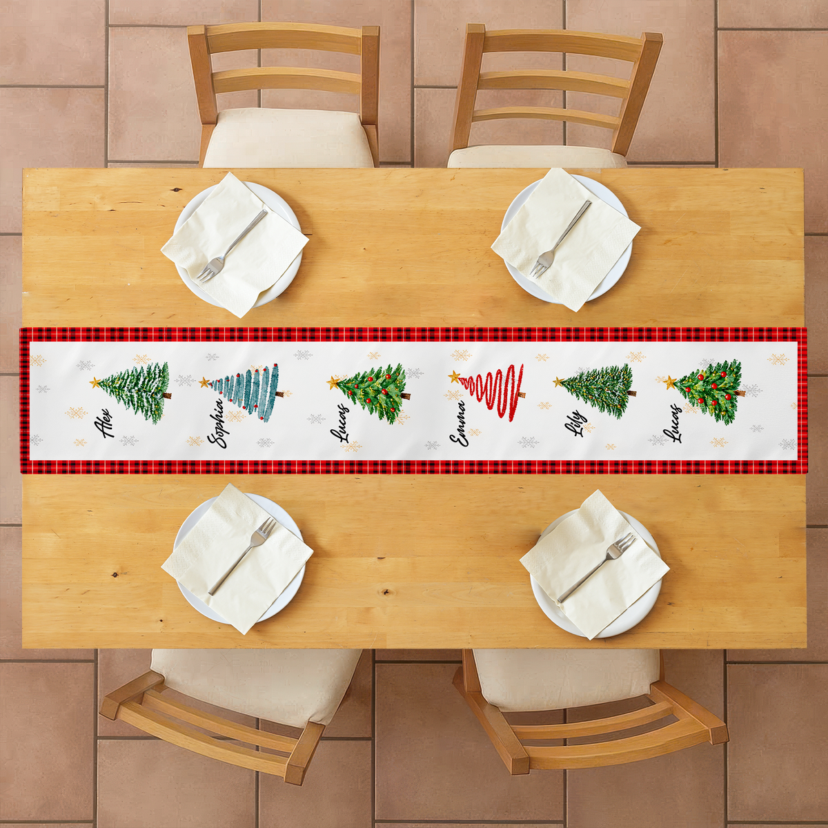 Celebrating The People Who Make Every Christmas Gathering Special - Personalized Table Runner, Christmas Tree Family Custom name Gift