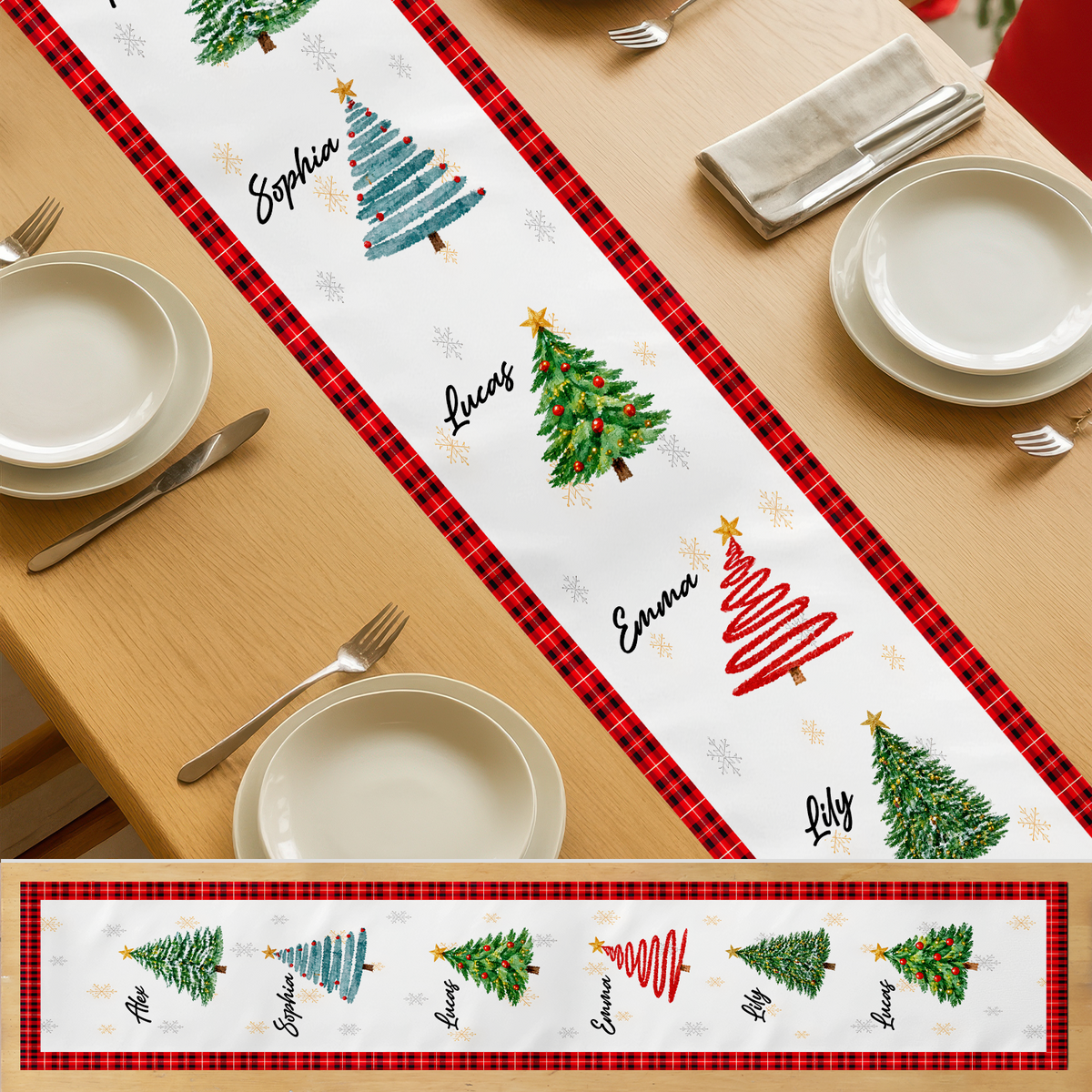 Celebrating The People Who Make Every Christmas Gathering Special - Personalized Table Runner, Christmas Tree Family Custom name Gift