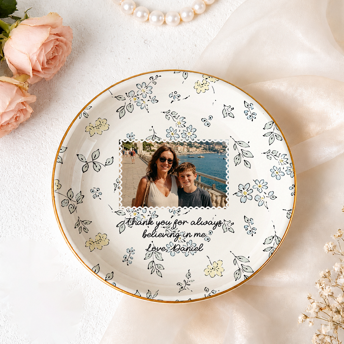 A Heartfelt Thank You To The One Who Always Believed In Me - Personalized Jewelry Dish, Mother of Bride Wedding Gift, Gift For Mom