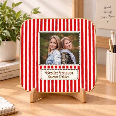 Besties Forever-  Personalized Jewelry Dish, Photo Trinket Tray,  Custom Message Bestie Jewelry Dish, Best Friend Gift