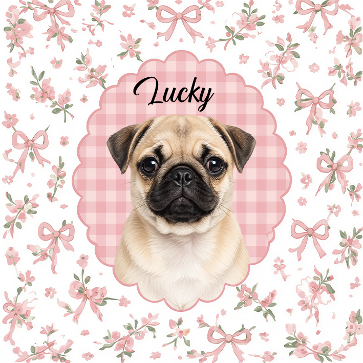 Retro Checkered Pet Portrait - Personalized Jewelry Dish, Custom Dog Cat Portrait Gift,  Vintage Retro Frame Jewelry Dish, Cute Pet Gift