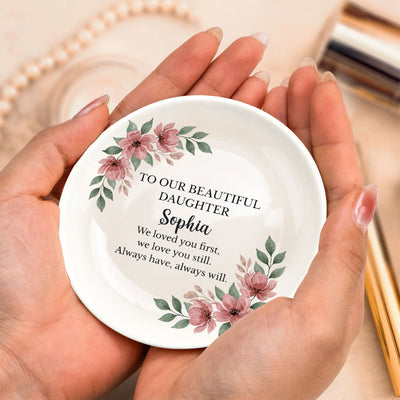 To Our Daughter - Floral Personalized Ring Dish, Wedding Keepsake