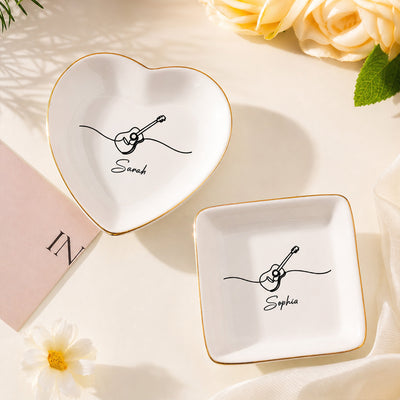 All I Need Is Guitar - Personalized Jewelry Dish, Guitarist Gift, Custom Music Lover Gift, Minimalist Music Room Decor