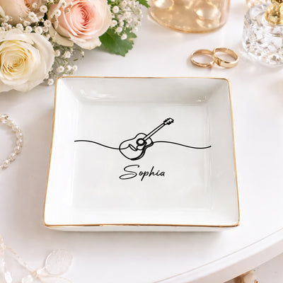 All I Need Is Guitar - Personalized Jewelry Dish, Guitarist Gift, Custom Music Lover Gift, Minimalist Music Room Decor