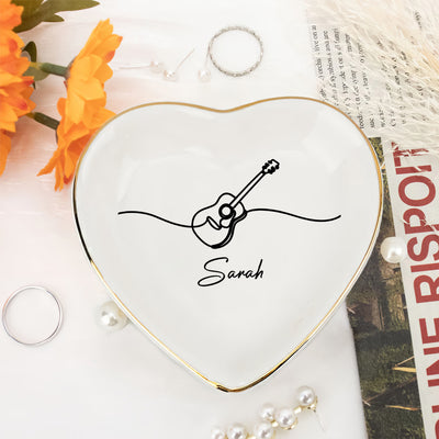 All I Need Is Guitar - Personalized Jewelry Dish, Guitarist Gift, Custom Music Lover Gift, Minimalist Music Room Decor