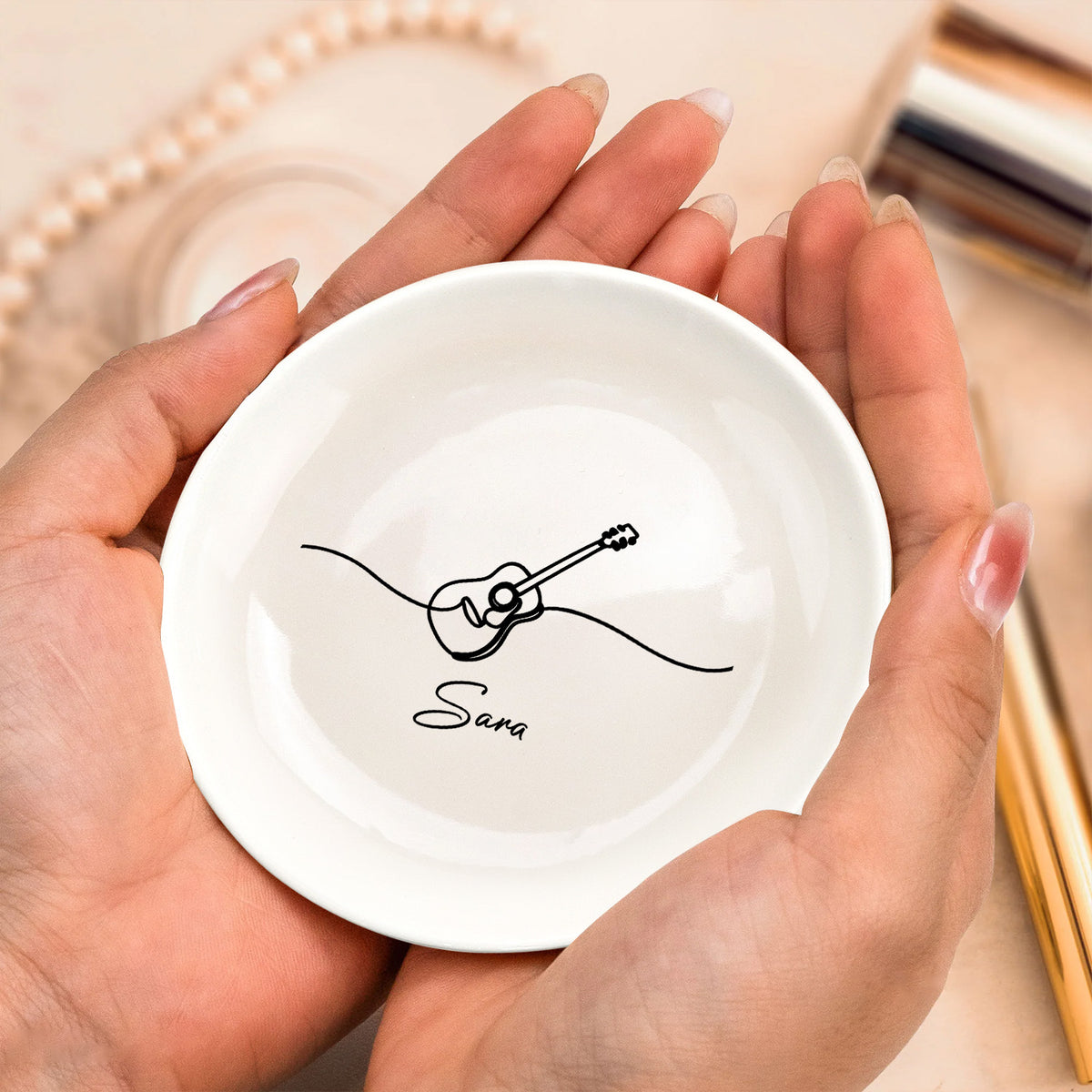 All I Need Is Guitar - Personalized Jewelry Dish, Guitarist Gift, Custom Music Lover Gift, Minimalist Music Room Decor