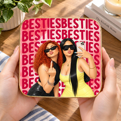 Besties Photo Watercolor - Personalized Jewelry Dish, Best Friend Watercolor Portrait Ring Dish