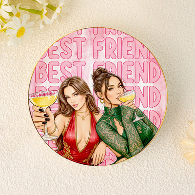 Besties Photo Watercolor - Personalized Jewelry Dish, Best Friend Watercolor Portrait Ring Dish