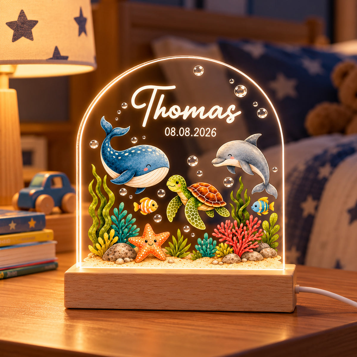 A Little Glow For Your Little Love - Personalized Acrylic Night Light, Custom Name Animal, New Born Baby Keepsake