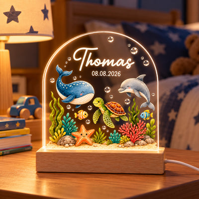 A Little Glow For Your Little Love - Personalized Acrylic Night Light, Custom Name Animal, New Born Baby Keepsake