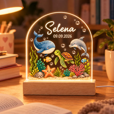 A Little Glow For Your Little Love - Personalized Acrylic Night Light, Custom Name Animal, New Born Baby Keepsake