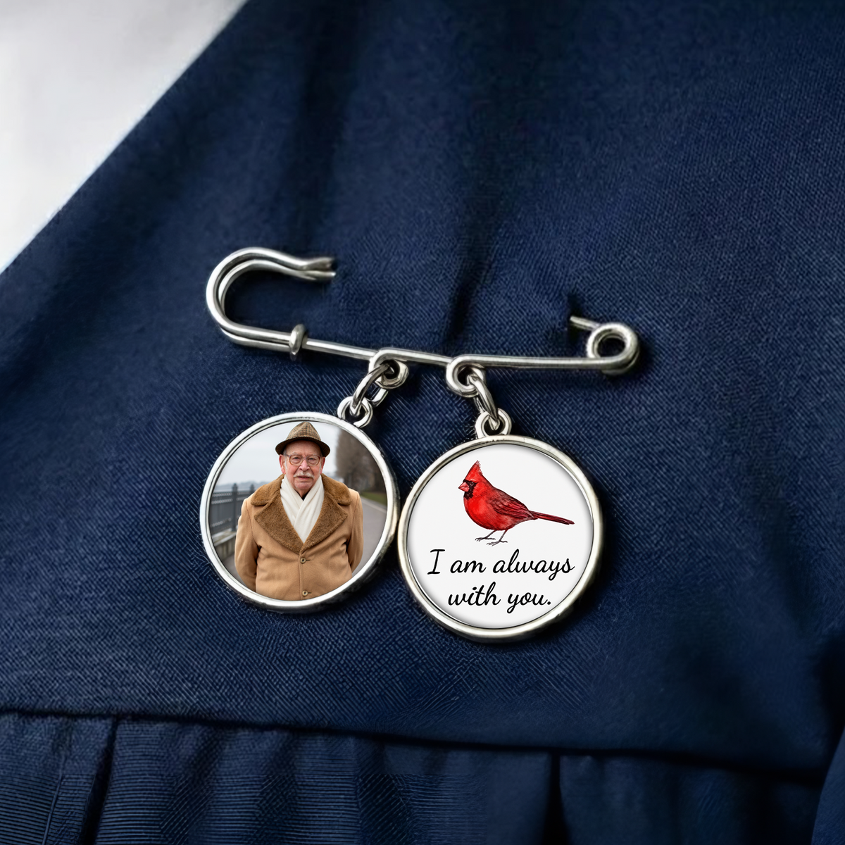 Cardinal I Am Always With You - Personalized Lapel Pin, Memorial Graduation Lapel Pin With Photo