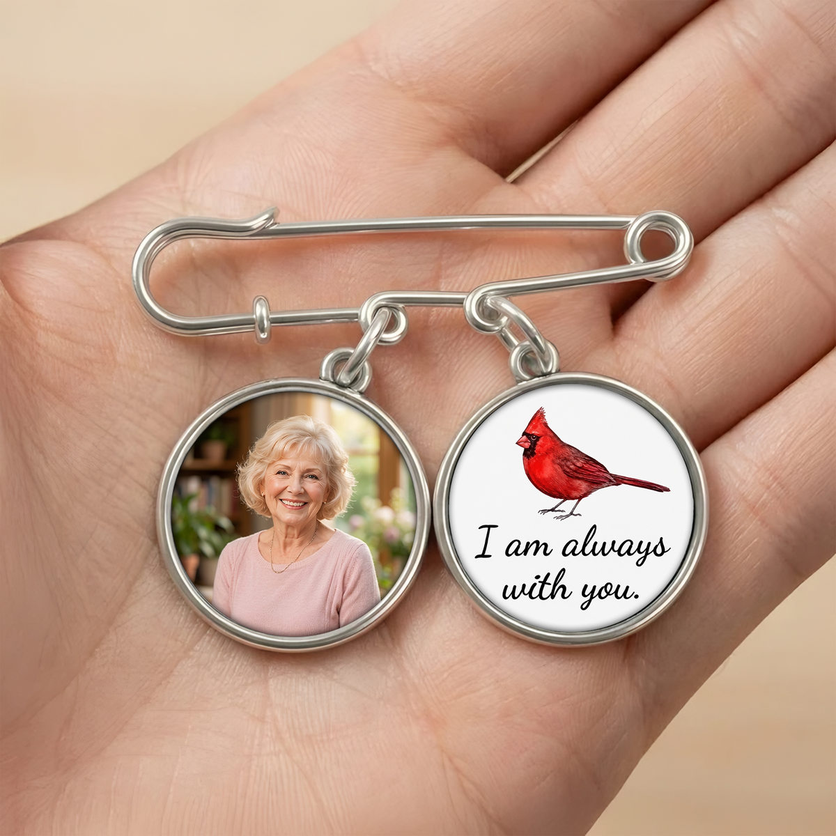 Cardinal I Am Always With You - Personalized Lapel Pin, Memorial Graduation Lapel Pin With Photo