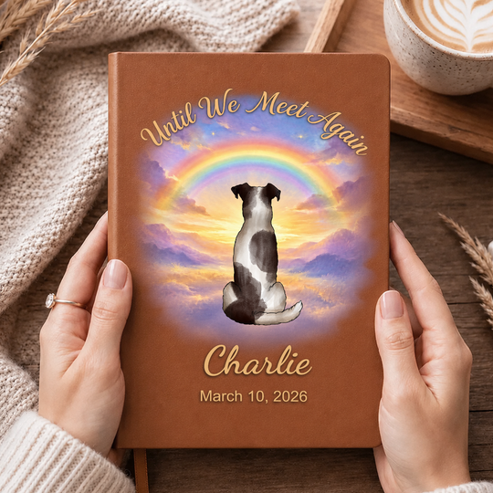 Until We Meet Again - Personalized Leather Journal, Gift For Loss Of Pet, Memorail Pet Gift